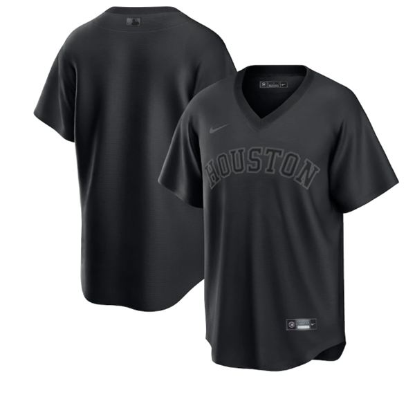 Men's Houston Astros Blank Black Pitch Black Fashion Replica Stitched Jersey Men's Houston Astros Blank Black Pitch Black Fashion Replica Stitched Jersey